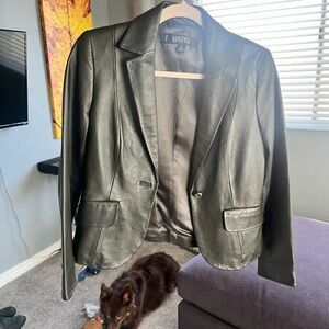 Kasper Women's Black leather Blazer Jacket